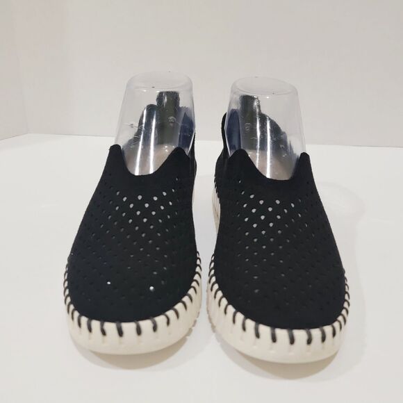 Isle Jacobson Tulip Slip On Shoes Womens Sz 36 US 6 Black White Perforated Flats - Picture 3 of 16
